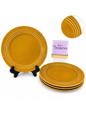 Noble Excellence HARPER Golden Rustic Yellow  Stoneware Lunch Salad Plates Set 4